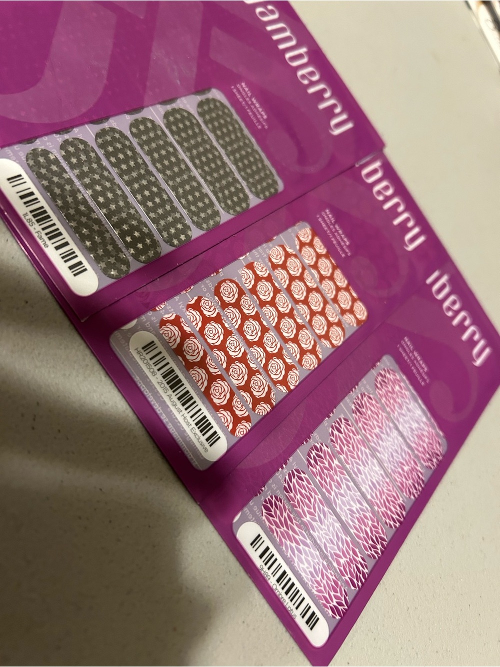 Jamberry Pink, Red & Silver nail wraps